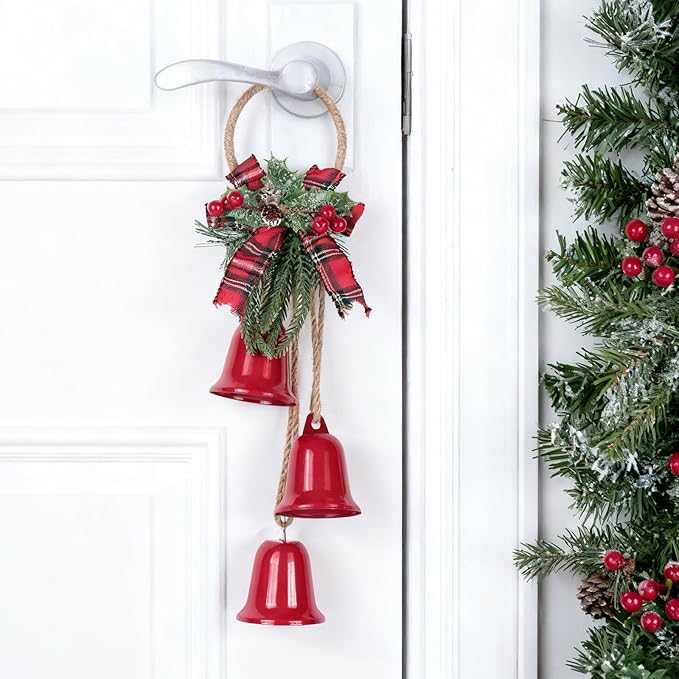 Christmas Bells Decorations Jingle Bell，Hanging Decorative for Door, Bedroom, Living Room,Tree Ornaments for Home Decor, Wreath, Door Hanging, Garland, Cluster Decorative Bells (Red)