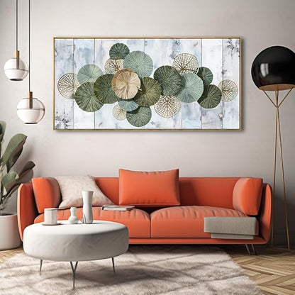 Wall Art Simple Wall Decor Green Canvas Painting Abstract Wall Art for Bedroom Living Room Dining Room Home Office Decor 30"x60" with Framed