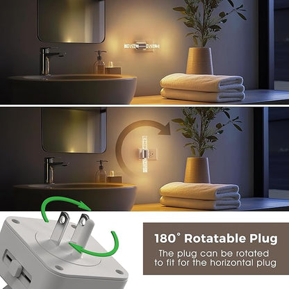 L LOHAS LED Night Light, Night Lights Plug into Wall, 180° Rotating, Auto Light Sensor, Dimmable 100LM, Soft White 3000K, Wall Sconce-Style Design Nightlights for Bedroom Bathroom Hallway, 1 Pack