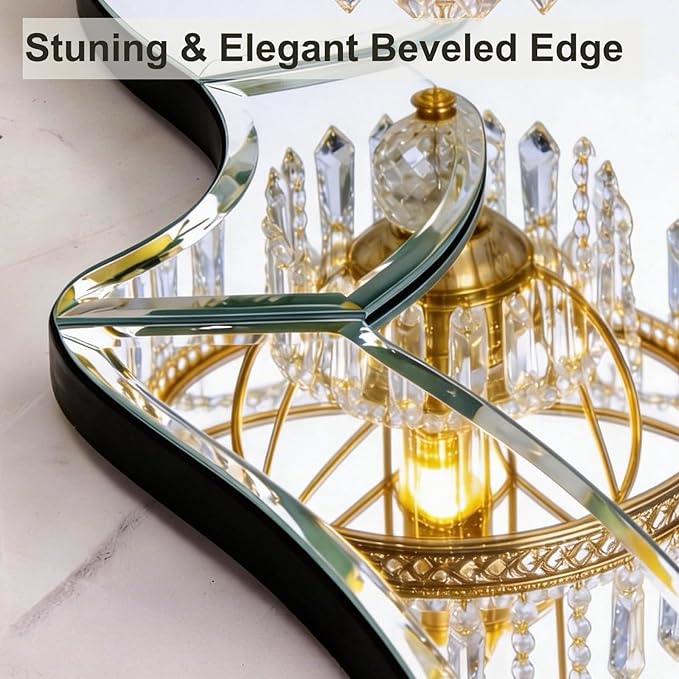 32" x 47" Large Wall Mirror for Living Room Decor, Elegant Decorative Mirrors with Beveled Glass Mirrored Frame, Horizontal or Vertical Hanging Mirror for Bathroom, Dining Room, Entryway