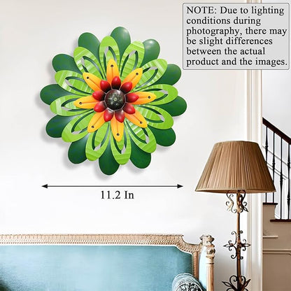 Metal Flowers Wall Decor Indoor Outdoor Metal Wall Art for Home Farmhouse Living Room Bedroom Bathroom Garden Decorations - Green