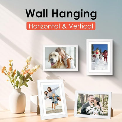 FIXSMITH 5x7 Picture Frame Set of 6, White Photo Frames Bulk with HD Plexiglass, Display Pictures 4x6 with Mat or 5x7 Without Mat, Multi Picture Frames Collage for Tabletop or Wall Display