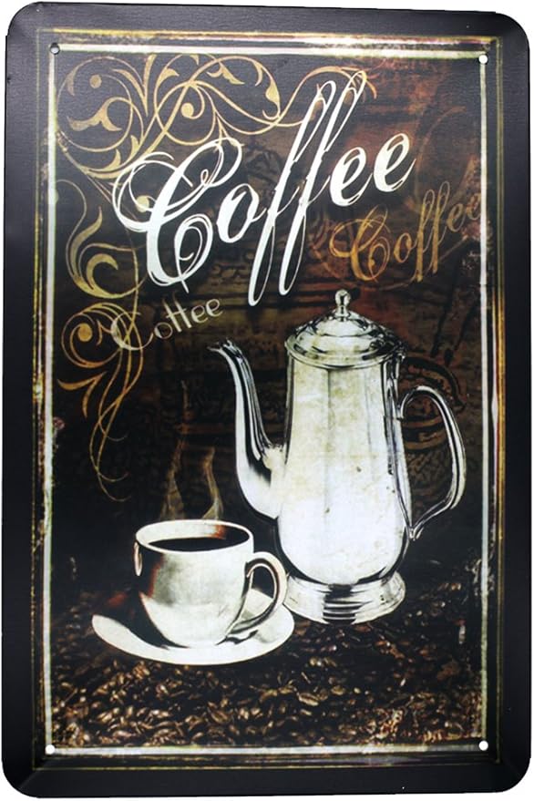 ARTCLUB Vintage Coffee, Metal Tin Sign, Vintage Antique Plaque Poster Kitchen Home Cafe Wall Decor