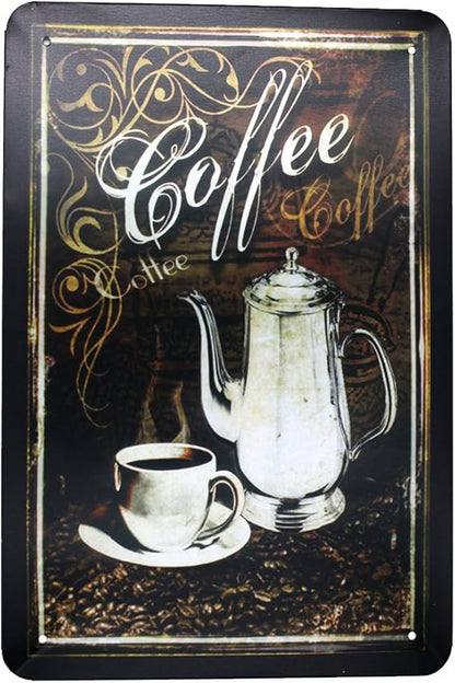 ARTCLUB Vintage Coffee, Metal Tin Sign, Vintage Antique Plaque Poster Kitchen Home Cafe Wall Decor