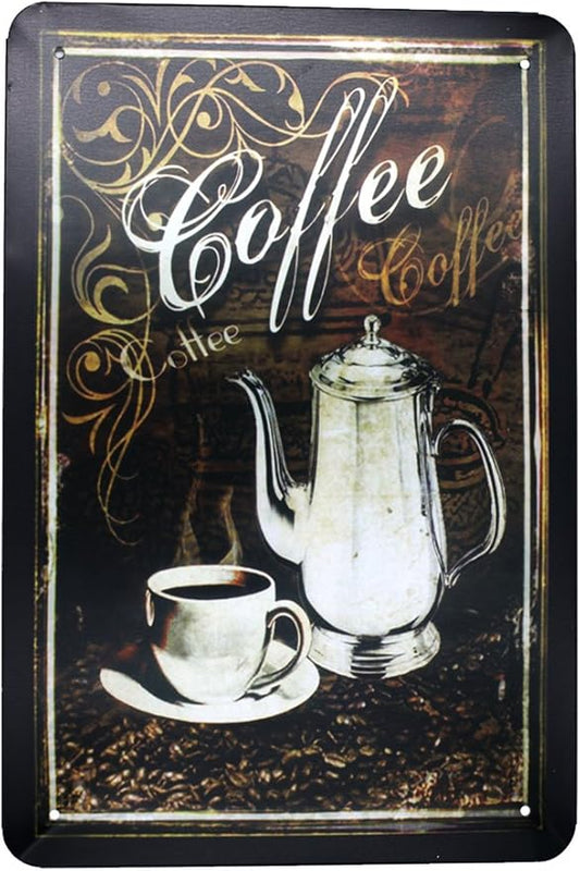 ARTCLUB Vintage Coffee, Metal Tin Sign, Vintage Antique Plaque Poster Kitchen Home Cafe Wall Decor