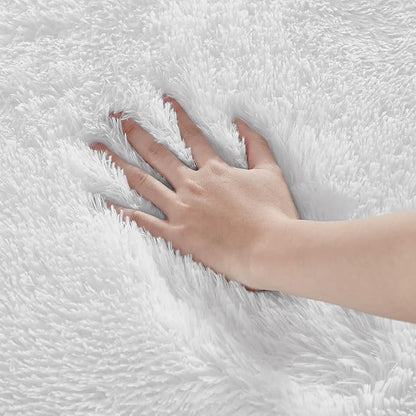Floralux White Fluffy Rugs for Bedroom Living Room 4x6 Rug, Soft Fluffy Fuzzy Carpet, Shag Plush Carpets for Nursery Kids Room