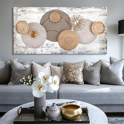 Wall Art Floral Rustic Wall Decor Yellow and White Canvas Painting Abstract Wall Art for Bedroom Living Room Dining Room Home Office Decor 71"x36" with Framed