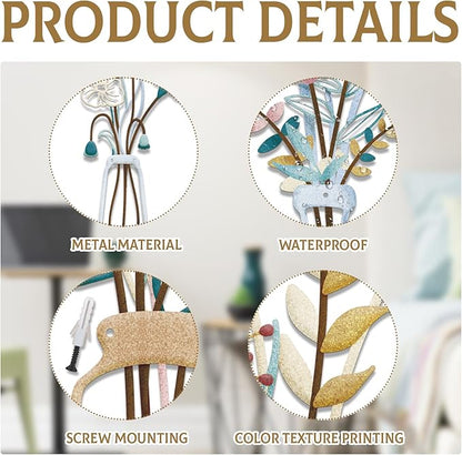 4PCS Metal Flowers Wall Arts Minimalist Flower Wall Decors Rustic Farmhouse Floral Wall Art Metal Wall Decor for Living Room Bathroom Bedroom Dining Room Housewarming Gifts (Multicolored)