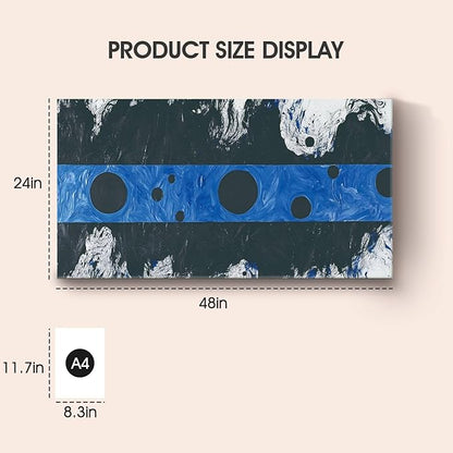 Iallbin Abstract Canvas Wall Art, Large Wall Art for Living Room, for Wall Modern Paintings Wall Decor Living Room (Abstract, Black and Blue, 48L x 24W)
