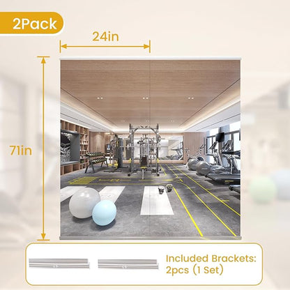 71X24 2Pack Large Home Gym Mirror, Frameless Tempered Glass Dance Wall Mounted Mirror for Home, Yoga, Dancing, Studio, Living Room