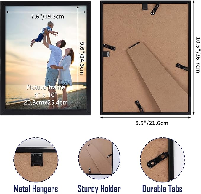 Hoikwo 18 Packs 8x10 Black Multi Plastic Picture Frames Set with Plastic Cover for Family Photos, Artwork, Light Weight Bulk 8 by 10 Frames Pack for Wall Hanging and Table, Stylish Picture Frames