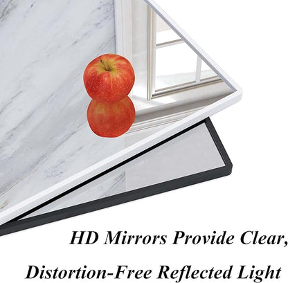 Black Metal Framed Bathroom Mirror with Shelf, 24.4 X 31 in Rectangular Wall Mounted Bathroom Vanity Mirror, Modern Bathroom Mirror with Storage for Over Sink, Entryway (Black)