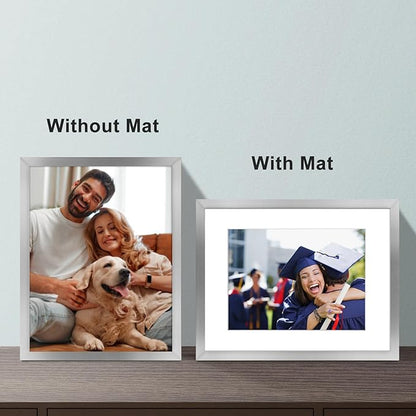 8.5x11 Picture Frame Set of 6, Certificate Document Frame, Diploma Frame, Display Pictures 6x8 with Mat or 8.5x11 Without Mat,Silver