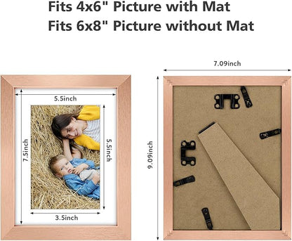 Golden State Art, 6x8 Picture Frame Set of 6 - Matted to 4x6 Photo - Engineered Wood Gallery Frame Set - Wall Mounting or Tabletop Display (Rose Gold,6 Pack)