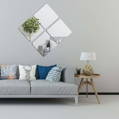 6Pcs Acrylic Mirror Tiles, 8'' x 8'' x 0.07'' Mirror Sheets for Walls Decor, Self-Adhesive Mirror Stickers, Square Mirror Trays Plates for Tables Centerpieces Wedding