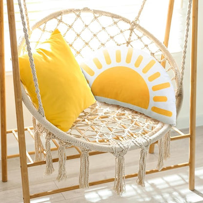 Newwiee Sunshine Throw Pillow Boho Classroom Reading Corner Semicircular Cute Soft Throw Sun Pillow Decorative for Book Center Daily Cushion Semicircular Home Bedroom Playroom Decor 10 x 16 Inch