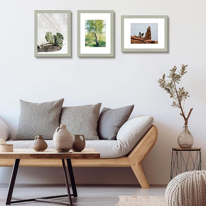 Golden State Art, 9x12 Picture Frame Set of 6 - Matted to 6x8 Photo - Engineered Wood Gallery Frame Set - Wall Mounting or Tabletop Display (White,6 Pack)