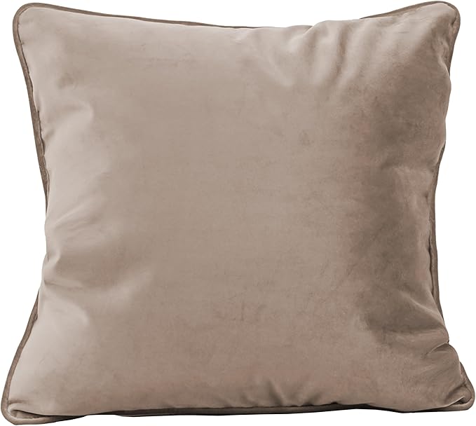 FDP 18" x 18" Velvet Square Pillow Set with Piping; Decorative Throw Pillow for Home Décor in Living Room, Bedroom or Lounge (2-Pack) - Caffe, 15158-346