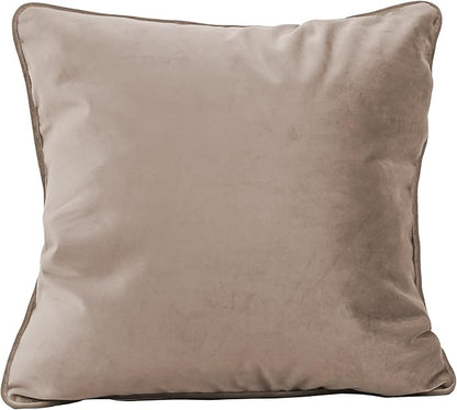 FDP 18" x 18" Velvet Square Pillow Set with Piping; Decorative Throw Pillow for Home Décor in Living Room, Bedroom or Lounge (2-Pack) - Caffe, 15158-346