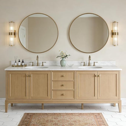 WallBeyond Round Wood Mirror, 36" Round Modern Decoration Large Circle Wall Mirror for Bathroom Living Room Bedroom Entryway, Honey