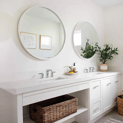 Sunniry White Round Mirror 24 inch, 2 Pack White Circle Mirror, Round Bathroom Mirrors Metal Frame for Bathroom, Bedroom, Living Room, Hallway.