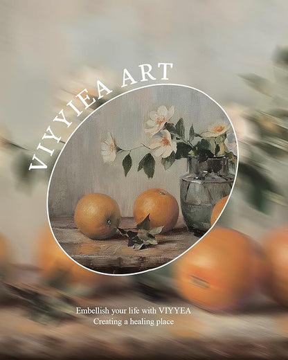 VIYYIEA Vintage Gold Framed Canvas Prints Wall Decor, Farmhouse Vintage kitchen Wall Art, Classical Oranges Still Life Paintings, Rustic Pictures for Dining Room Living Room Shelf, 8x10inch