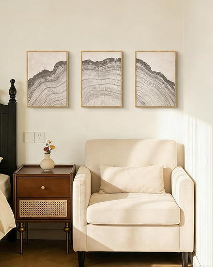 Drsoum Vintage Tree Rings Wood Wall Art Framed Retro Wood Stump Prints Modern Nature Rustic Artwork Bedroom Living Room Ready to Hang 11x14in Natural Framed