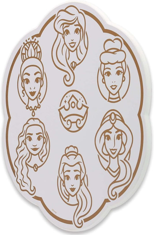 Open Road Brands Disney Princess Icons Scalloped Wood Wall Decor - Beautiful Disney Princess Wall Art for Home Decorating