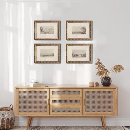 uniro Neutral Wall Art for Home Decor, Farmhouse Landscape Sketch Wall Painting Canvas Prints, Rustic Nature Oil Painting, Antique Moody Neutral Landscape Aesthetic Wall Decor Vintage Art Pictures for Bedroom Bathroom Decor( 8" x 10"-UNFRAMED)