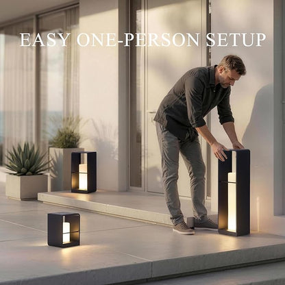 Smart Floor Lamp Dimmable, Cordless Dusk to Dawn Solar Lanterns Outdoor, Large Led Corner Floor Lamps with Remote Control, IP65 Waterproof Outdoor Lamp for Patio Driveway Garden Yard Lawn Decor