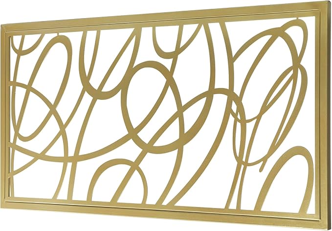 MyGift 44 x 22 Large Gold Metal Minimalist Abstract Laser Cut Design Wall Art, Suitable for Hotel Living Room Office Accent Home Decor, Ready to Hang Panel