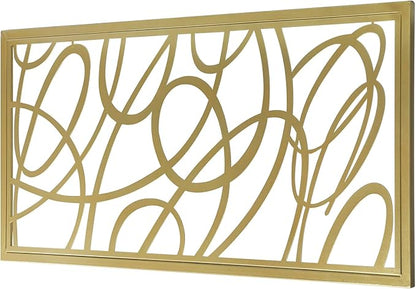 MyGift 44 x 22 Large Gold Metal Minimalist Abstract Laser Cut Design Wall Art, Suitable for Hotel Living Room Office Accent Home Decor, Ready to Hang Panel