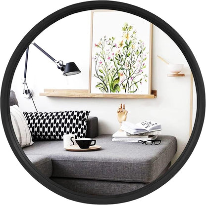 WallBeyond Black Round Mirror Wood Framed 28 inch Circle Wall Mirror for Bathroom Round Wall Mirror for Wall Decor, Vanity, Entryway Living Room