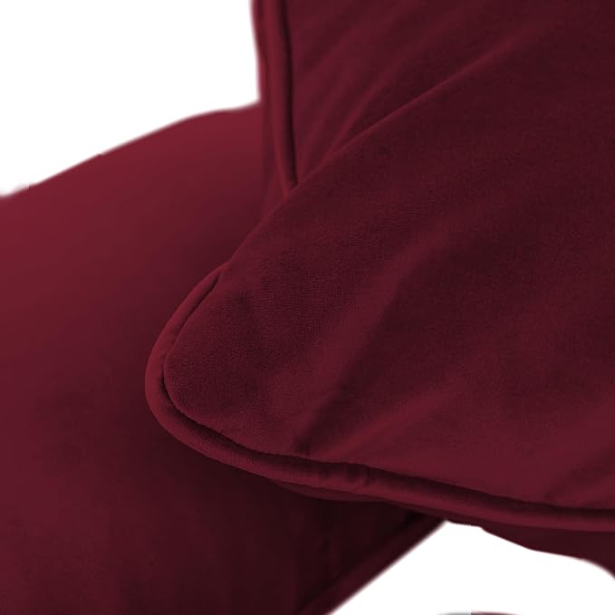 FDP 12" x 20" Velvet and Vinyl Rectangle Lumbar Pillow Set with Piping Decorative Throw Pillow for Home Décor in Living Room, Bedroom or Lounge (2-Pack) - Bordeaux, 15163-349