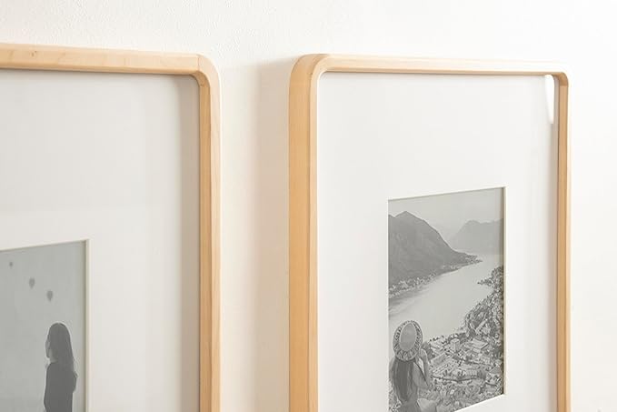 Kate and Laurel Inglewood Modern Wall Picture Frame Set of 3; 16x20 matted to 8x10; Natural Wood; Three-Piece Frame Set for Gallery Wall Accent Set in Living Room Decor