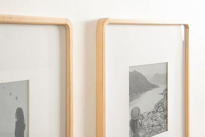 Kate and Laurel Inglewood Modern Wall Picture Frame Set of 3; 16x20 matted to 8x10; Natural Wood; Three-Piece Frame Set for Gallery Wall Accent Set in Living Room Decor