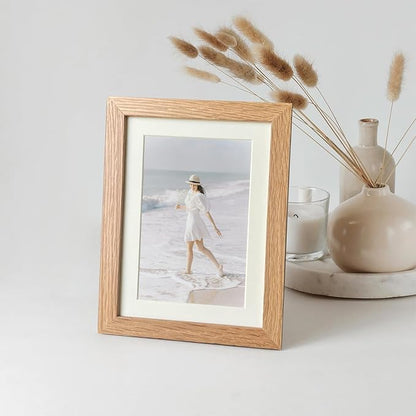 5x7 Picture Frame, Solid Oak Wood 5x7 Photo Frame with Mat to 4x6, 7x5 Picture Frames for Wall and Tabletop Display, Natural Oak 5 x 7 Frame, Set of 1