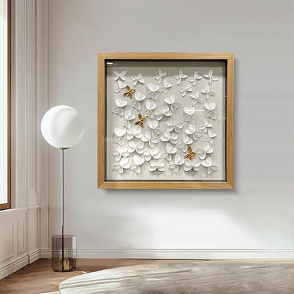 BrightA 3D Textured wall decorations, A butterfly-shaped wall sculpture made of gold and white with a leather-like texture, large artworks, gradient colors, modern artworks, suitable for decoration in living rooms and bedrooms 23.6"x23.6"