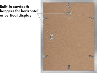 Americanflat 12x16 Picture Frame with Polished Plexiglass - Set of 5 - Use as 8.5x11 Frame with Mat or Display 12x16 Photo Without Mat - Galleria Collection - Picture Frames for Wall Display - Silver