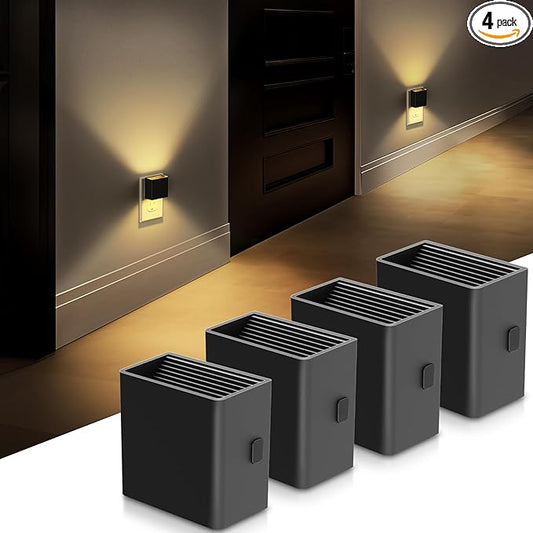 DORESshop LED Night Lights Plug into Wall [4 Pack], Plug in Nightlight, 3 Level Brightness Adjustable Night Light, Dusk to Dawn Sensor, Nightlights for Adults, Bedroom, Bathroom, Hallway, 3000K