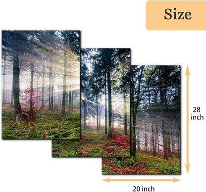 Pacimo 3 Pieces Canvas Wall Art Nature Landscape Sunrise Trees Pictures Painting Prints on Canvas Wall Decoration for Living Room Forest Framed Modern Artwork for Bedroom and Home Decor - 20"x28"x3