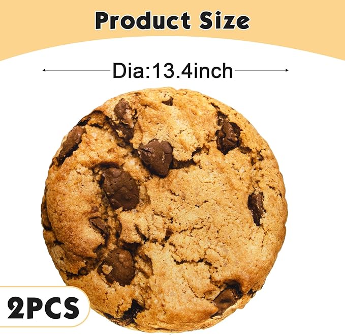 Unittype 2 Pcs 13.4" Chocolate Chip Cookie Pillows Round Throw Pillow Plush 3D Digital Print Funny Food Shaped Soft Stuffed Seat Pad Cushion for Bedroom Couch Sofa Chair Floor Decor Gifts
