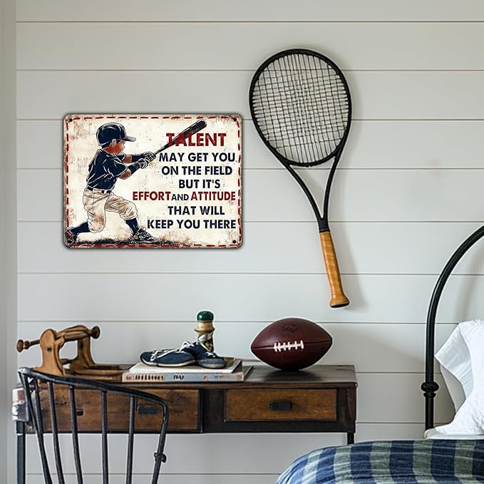 Vintage Tin Sign Baseball Decor for Boys Room Baseball Wall Decoration Motivational Quote Baseball Sign Baseball Posters For Boys Bedroom Wall Decoration 8x12 Inch