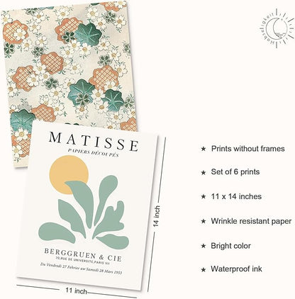 Habseligkeit Sage Green Master Wall Art Prints, Matisse Wall Art Exhibition Posters, Vintage Art Art Prints, Retro Room Decor for Aesthetic Bedroom(11x14inch, Unframed)