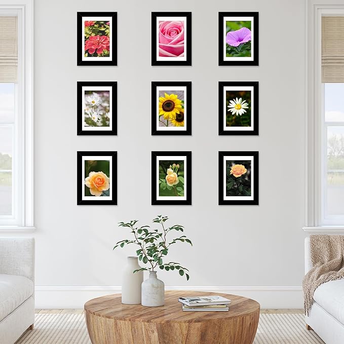 JCJMY 4x6 Picture Frame with 3.5x5 Mat Set of 6, Display Photo 3.5x5 with Mat or 4x6 without Mat, 4 by 6 Wall Poster Photo Frame with Shatter Resistant Plexiglass for Wall or Tabletop, 6 Pack, Black