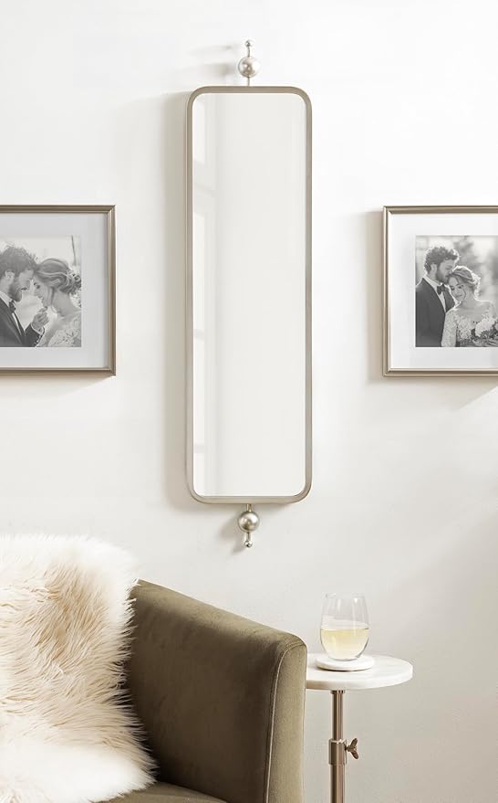Kate and Laurel Kasota Traditional Slim Panel Wall Mirror, 9 x 36, Silver, Vintage Tall Mirror for Use as Versatile Entryway or Bedroom Wall Decor