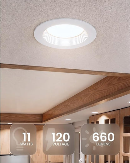 Sunco 10 Pack 4 Inch LED Recessed Lights, Retrofit Can Lighting, 660 LM, 11W (40W Equivalent), Selectable CCT 2700K/3000K/3500K/4000K/5000K, Dimmable, Baffle Trim, Replacement Conversion Kit UL.