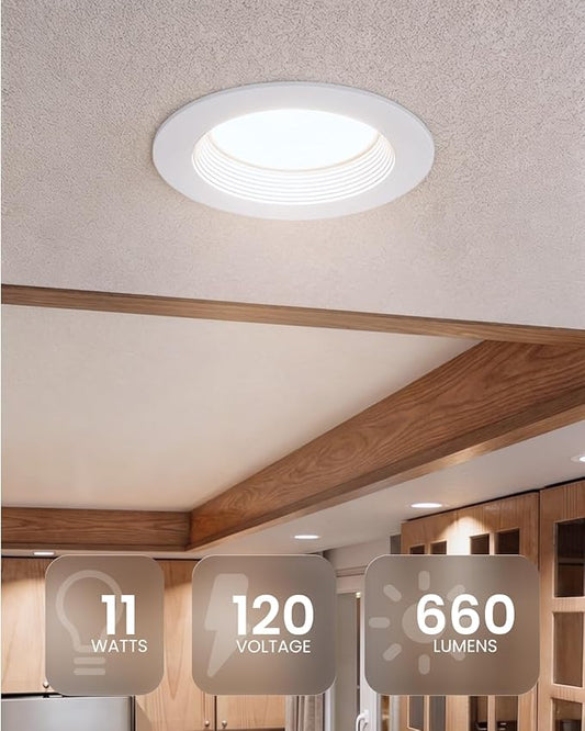 Sunco 10 Pack 4 Inch LED Recessed Lights, Retrofit Can Lighting, 660 LM, 11W (40W Equivalent), Selectable CCT 2700K/3000K/3500K/4000K/5000K, Dimmable, Baffle Trim, Replacement Conversion Kit UL.