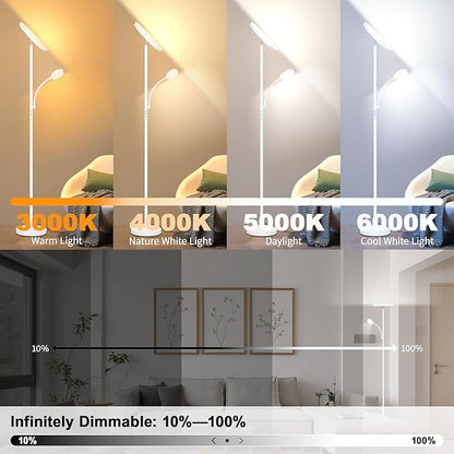 Floor Lamp-42W/4200LM Super Bright Floor Lamp,Dimmable 2-in-1 LED Floor Lamp for Bedroom,Torchiere Floor Lamps with Remote & Touch Control,69" Tall Standing Lamp for Living Room,Office,Reading,White