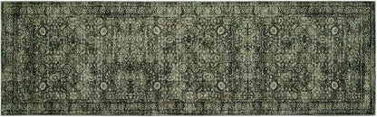 Morebes Washable Dark Green Runner Rug 2.5x8, Vintage Boho Runners for Hallways Non Slip, Soft Floral Indoor Floor Throw Carpet for Kitchen Laundry Room Bedroom Bathroom Living Entryway